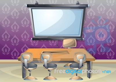 Cartoon  Illustration Interior Office Room With Separated Layers… Stock Image