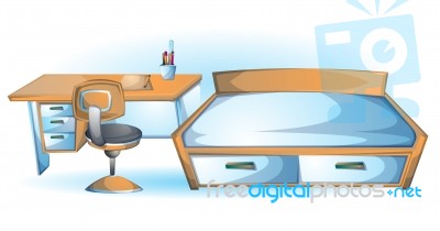 Cartoon  Illustration Interior Office Room With Separated Layers… Stock Image