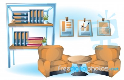 Cartoon  Illustration Interior Office Room With Separated Layers… Stock Image