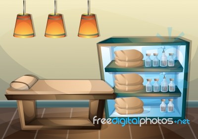 Cartoon  Illustration Interior Spa Room With Separated Layers Stock Image