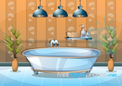 Cartoon  Illustration Interior Spa Room With Separated Layers Stock Image