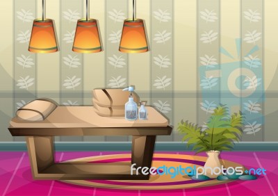 Cartoon  Illustration Interior Spa Room With Separated Layers Stock Image