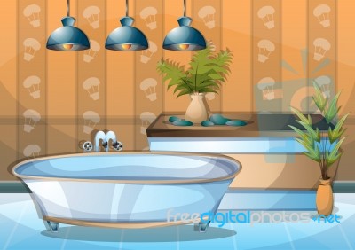 Cartoon  Illustration Interior Spa Room With Separated Layers Stock Image