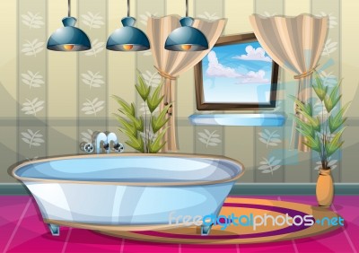 Cartoon  Illustration Interior Spa Room With Separated Layers Stock Image