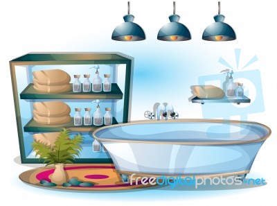 Cartoon  Illustration Interior Spa Room With Separated Layers Stock Image