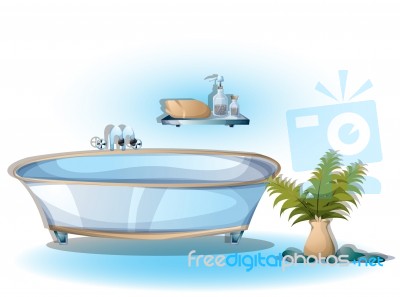 Cartoon  Illustration Interior Spa Room With Separated Layers Stock Image