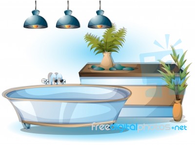 Cartoon  Illustration Interior Spa Room With Separated Layers Stock Image