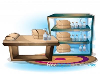 Cartoon  Illustration Interior Spa Room With Separated Layers Stock Image