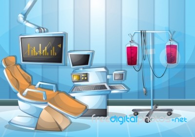 Cartoon  Illustration Interior Surgery Operation Room With Separated Layers Stock Image