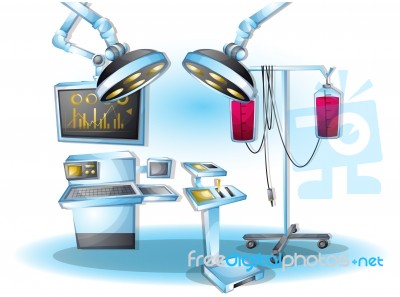 Cartoon  Illustration Interior Surgery Operation Room With Separated Layers Stock Image