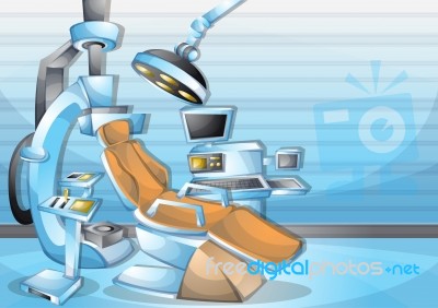 Cartoon  Illustration Interior Surgery Operation Room With Separated Layers Stock Image