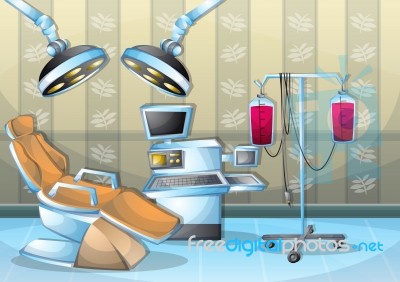 Cartoon  Illustration Interior Surgery Operation Room With Separated Layers Stock Image