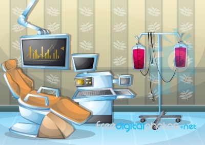 Cartoon  Illustration Interior Surgery Operation Room With Separated Layers Stock Image