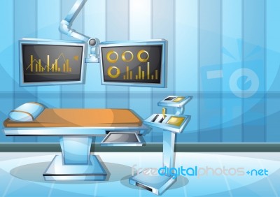 Cartoon  Illustration Interior Surgery Operation Room With Separated Layers Stock Image