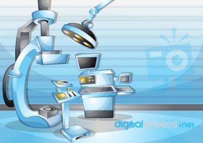 Cartoon  Illustration Interior Surgery Operation Room With Separated Layers Stock Image