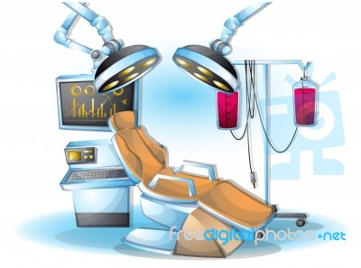 Cartoon  Illustration Interior Surgery Operation Room With Separated Layers Stock Image