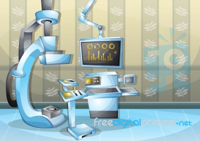 Cartoon  Illustration Interior Surgery Operation Room With Separated Layers Stock Image