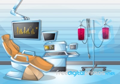 Cartoon  Illustration Interior Surgery Operation Room With Separated Layers Stock Image