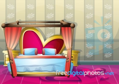 Cartoon  Illustration Interior Valentine Room With Separated Layers Stock Image