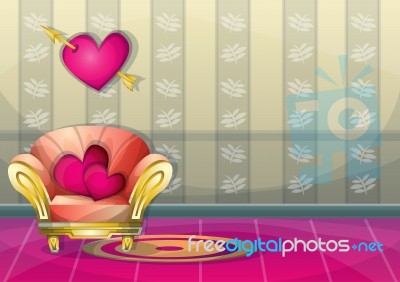 Cartoon  Illustration Interior Valentine Room With Separated Layers Stock Image