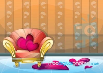 Cartoon  Illustration Interior Valentine Room With Separated Layers Stock Image