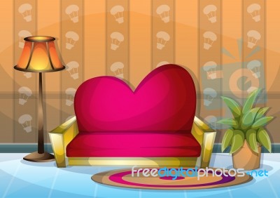 Cartoon  Illustration Interior Valentine Room With Separated Layers Stock Image