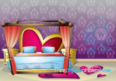 Cartoon  Illustration Interior Valentine Room With Separated Layers Stock Image