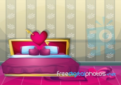 Cartoon  Illustration Interior Valentine Room With Separated Layers Stock Image