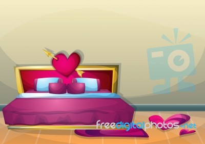 Cartoon  Illustration Interior Valentine Room With Separated Layers Stock Image