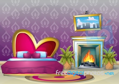 Cartoon  Illustration Interior Valentine Room With Separated Layers Stock Image