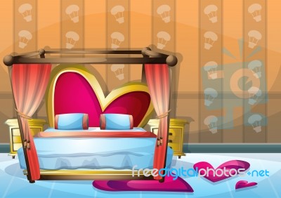 Cartoon  Illustration Interior Valentine Room With Separated Layers Stock Image