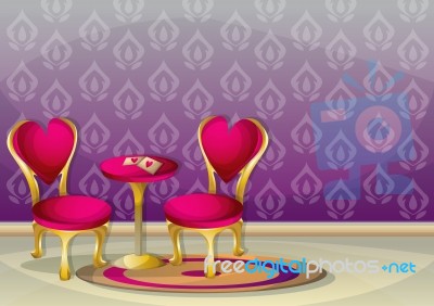 Cartoon  Illustration Interior Valentine Room With Separated Layers Stock Image