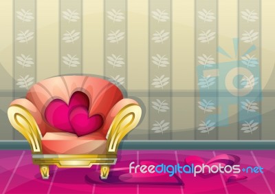 Cartoon  Illustration Interior Valentine Room With Separated Layers Stock Image