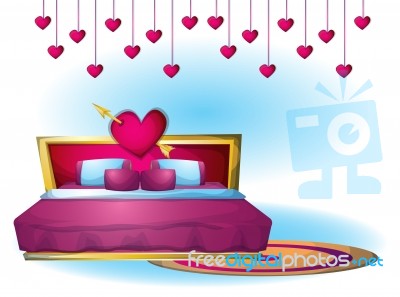 Cartoon  Illustration Interior Valentine Room With Separated Layers Stock Image