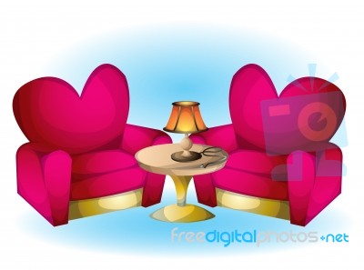 Cartoon  Illustration Interior Valentine Room With Separated Layers Stock Image