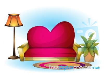 Cartoon  Illustration Interior Valentine Room With Separated Layers Stock Image