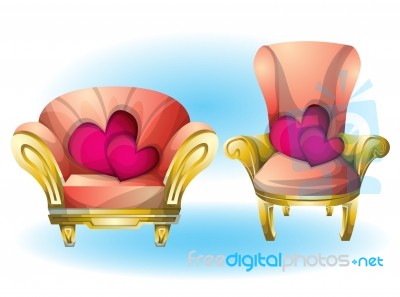 Cartoon  Illustration Interior Valentine Room With Separated Layers Stock Image