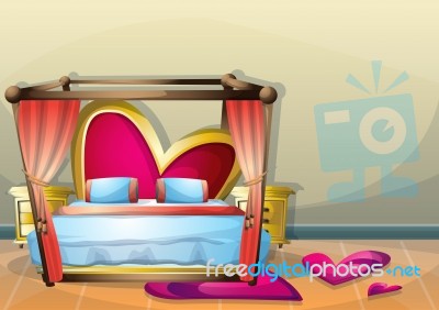 Cartoon  Illustration Interior Valentine Room With Separated Layers Stock Image