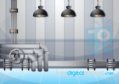 Cartoon  Illustration Water Pipe Wall With Separated Layers Stock Image