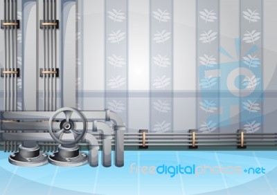 Cartoon  Illustration Water Pipe Wall With Separated Layers Stock Image