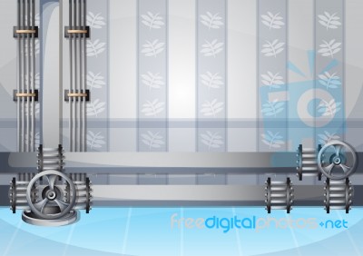 Cartoon  Illustration Water Pipe Wall With Separated Layers Stock Image