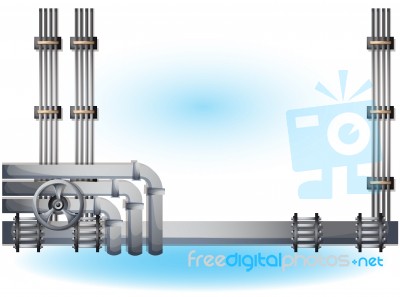 Cartoon  Illustration Water Pipe Wall With Separated Layers Stock Image