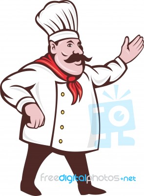 Cartoon Italian Chef With Mustache Stock Image