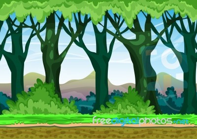 Cartoon  Landscape With Separated Layers For Game And Animation Stock Image