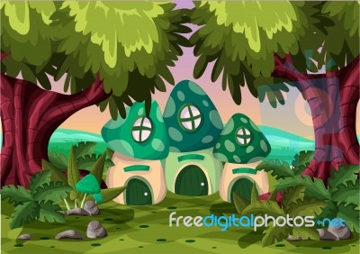 Cartoon  Landscape With Separated Layers For Game And Animation Stock Image