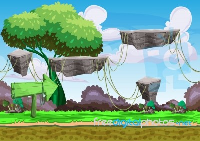 Cartoon  Landscape With Separated Layers For Game And Animation Stock Image