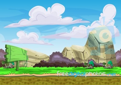 Cartoon  Landscape With Separated Layers For Game And Animation Stock Image