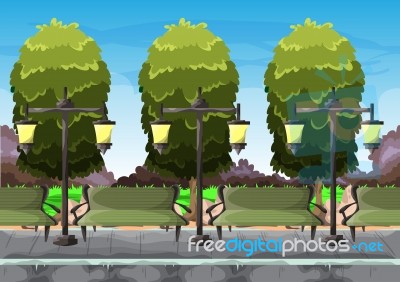 Cartoon  Landscape With Separated Layers For Game And Animation Stock Image