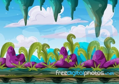 Cartoon  Landscape With Separated Layers For Game And Animation Stock Image