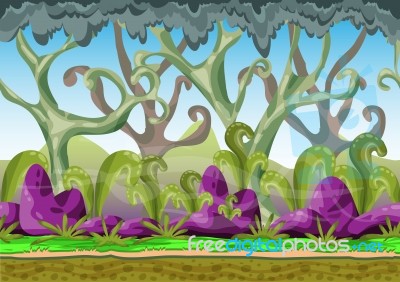 Cartoon  Landscape With Separated Layers For Game And Animation Stock Image